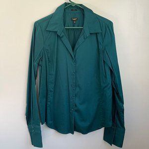 Talbots cotton dark green button down shirt